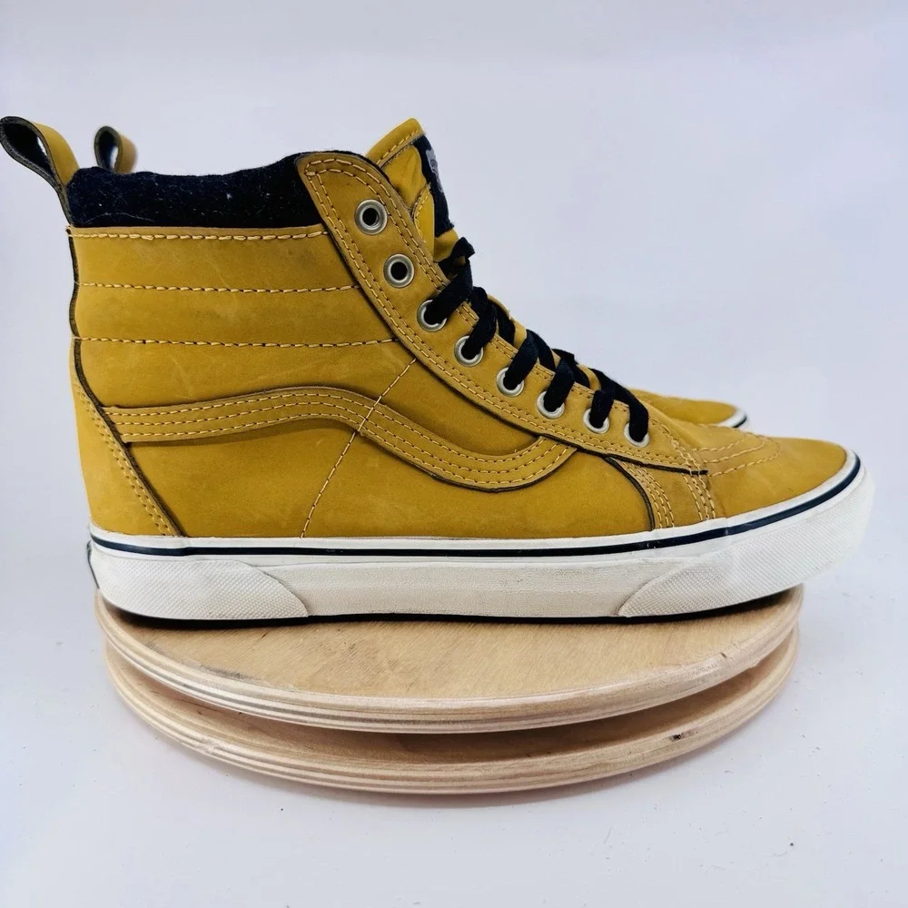 Vans Sk8-Hi MTE Leather Boots Men's 9.5 Yellow Mustard Winter Skate Shoes